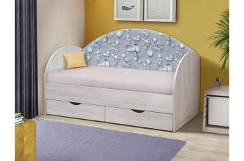 Кровать с продольной мягкой спинкой Софа №11 шарики