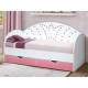 Кровать с продольной мягкой спинкой Корона №4 800х1600 мм розовая