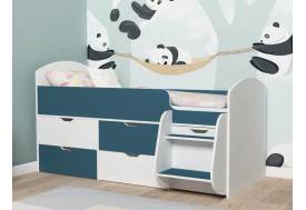 Кровать Малыш-7 белое дерево-лазурь