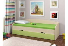 Кровать Соня 2 дуб молочный-салатовый