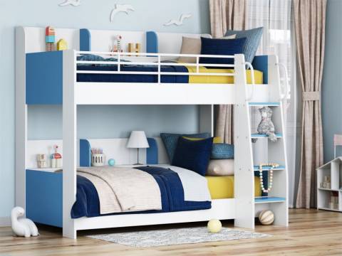 Кровать Соня 5 правая белый-голубой