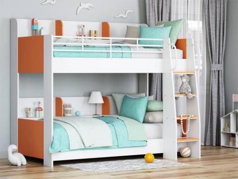 Кровать Соня 5 правая белый-оранжевый