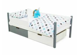 Кровать-тахта Svogen с ящиками графит-белый