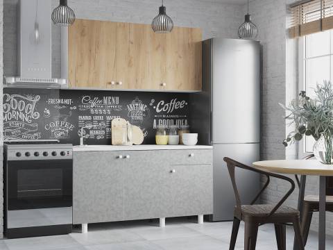 Кухонный гарнитур Point 1500 Дуб золото/Бетон