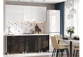 Кухонный гарнитур Модерн New 2000 МДФ без столешниц Белый глянец/Графит