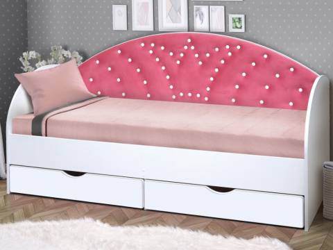 Кровать с продольной мягкой спинкой Корона №1 800х1600 мм белая