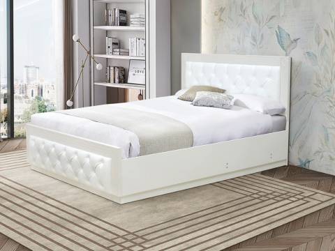 Кровать Венеция 13.3 1600 основание ладе кожзам белый