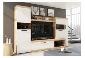 Гостиная Бастон Дуб Вотан-Белый глянец