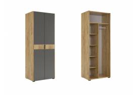 Шкаф двухдверный Адам дуб крафт золотой/графит