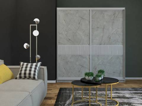 Шкаф-купе Светлана узкая рельефная вставка МДФ Каспий светлый