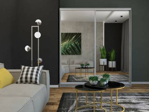 Шкаф-купе Ксения 1600 зеркало/зеркало серый