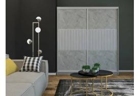 Шкаф-купе Ксения 1600 широкая рельефная вставка МДФ Каспий светлый