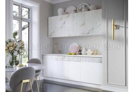 Кухонный гарнитур Оливия 2000 Белый глянец холодный/Мрамор золото