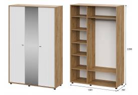 Шкаф четырехстворчатый Милан Дуб Золотой/Белый Матовый