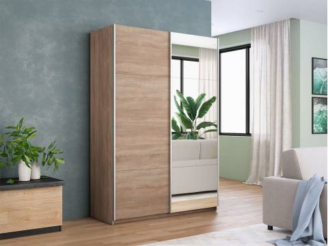 Шкаф-купе Прайм 2-х дверный 1400 Зеркало/ДСП Сонома