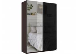 Шкаф-купе Прайм 2-х дверный 1600 Зеркало/Стекло Черное Венге