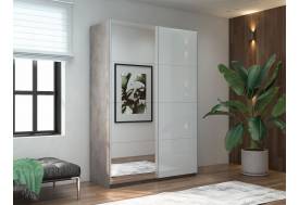 Шкаф-купе Прайм 2-х дверный 1200 Зеркало/Стекло Белое Бетон