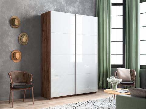 Шкаф-купе Прайм 2-х дверный 1200 Стекло Белое Крафт табачный