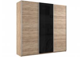 Шкаф-купе Прайм 3-х дверный 2100 ДСП/Стекло Черное/ДСП Сонома