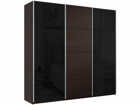 Шкаф-купе Прайм 3-х дверный 1800 два Стекла Черные/ДСП Венге