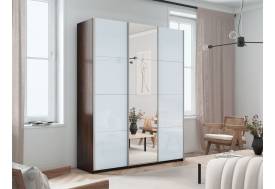 Шкаф-купе Прайм 3-х дверный 1800 два Стекла Белые/Зеркало Венге