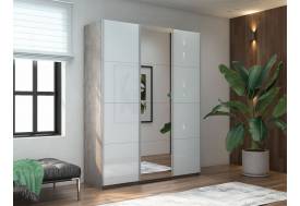 Шкаф-купе Прайм 3-х дверный 1800 два Стекла Белые/Зеркало Бетон