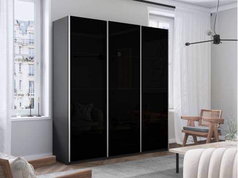 Шкаф-купе Прайм 3-х дверный 2100 три стекла черные Серый Диамант
