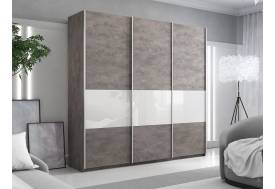 Шкаф-купе Прайм Широкий 3-х дверный ДСП/вставки Стекло Белое Бетон