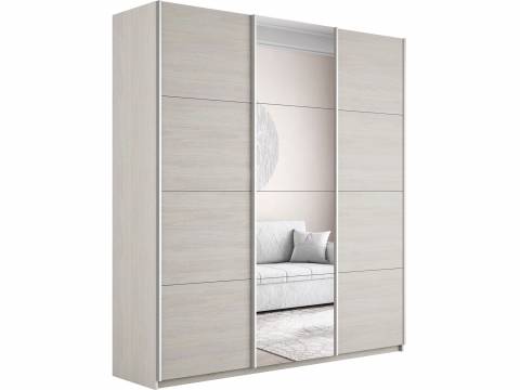 Шкаф-купе Прайм Широкий 3-х дверный два ДСП/Зеркало Ясень Анкор Светлый