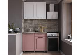 Кухня Аликанте 1000 МДФ Белый снег/пудра без столешницы