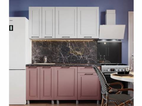 Кухня Аликанте 1600 МДФ Белый снег/пудра без столешницы