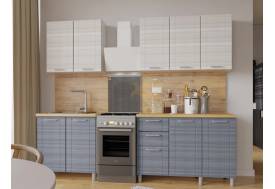 Кухня Лига 2000 без стекла МДФ Сандал Белый/Сандал Серый без столешницы