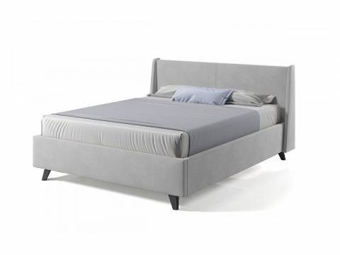 Кровать Лорен с ПМ 1400х2000 мм микровелюр светло-серый