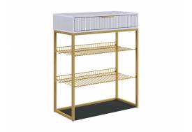 Обувница Вельвет белое дерево/белый матовый/золото