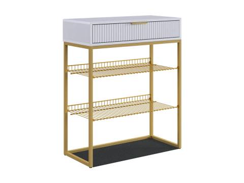 Обувница Вельвет белое дерево/белый матовый/золото