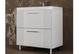 Тумба Альба 80 напольная 2 ящика Комфорт 80 суфле