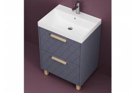 Тумба Кристалл 80 напольная 2 ящика ручка дуб, раковина Комфорт 80 шато азур