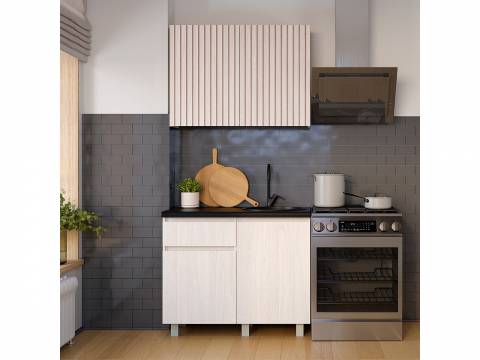 Кухня Тренд 1000 мм ясень белый фотопечать имитация реек