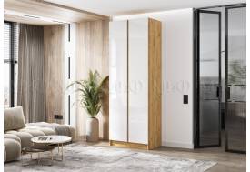 Шкаф двухстворчатый Келвин (800) Белый Глянец, Дуб Крафт-вставка дуб крафт