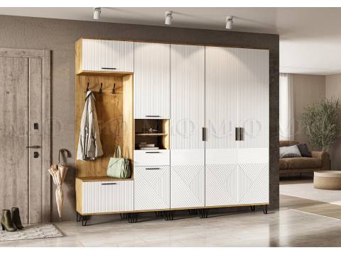 Прихожая Флэш Браш Вайт, Дуб Крафт