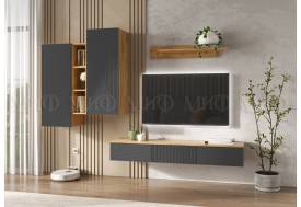 Гостиная навесная Флэш Браш Графит, Дуб Крафт