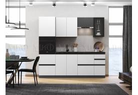 Кухня Техно-6 2400 мм Графит/Белый снег софт