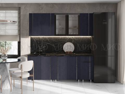 Кухня Виктория 2000 мм Пластер Индиго/Белый (Кастилло темный)