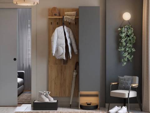 Прихожая Мебельсон К4 дуб крафт золотой/графит