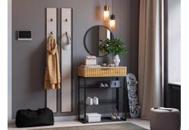 Прихожая Мебельсон К19 кашемир/дуб крафт золотой/черный муар