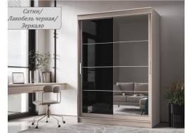 Шкаф-купе Гранд-1 1600 Сатин-двери Зеркало-Лакобель черный
