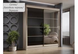 Шкаф-купе Гранд-1 2000 Сатин-двери Зеркало-Лакобель черный