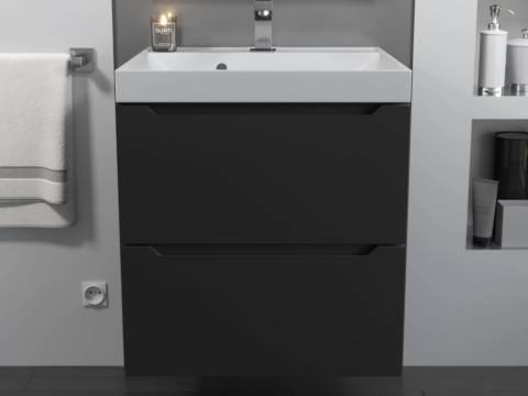 Тумба с раковиной Uperwood Tanos матовая черная 50 см
