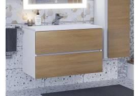 Тумба с раковиной Uperwood Barsa 80 см раковина белая-тумба белая/дуб сонома