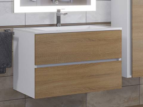 Тумба с раковиной Uperwood Barsa-Next белая/дуб сонома 80 см